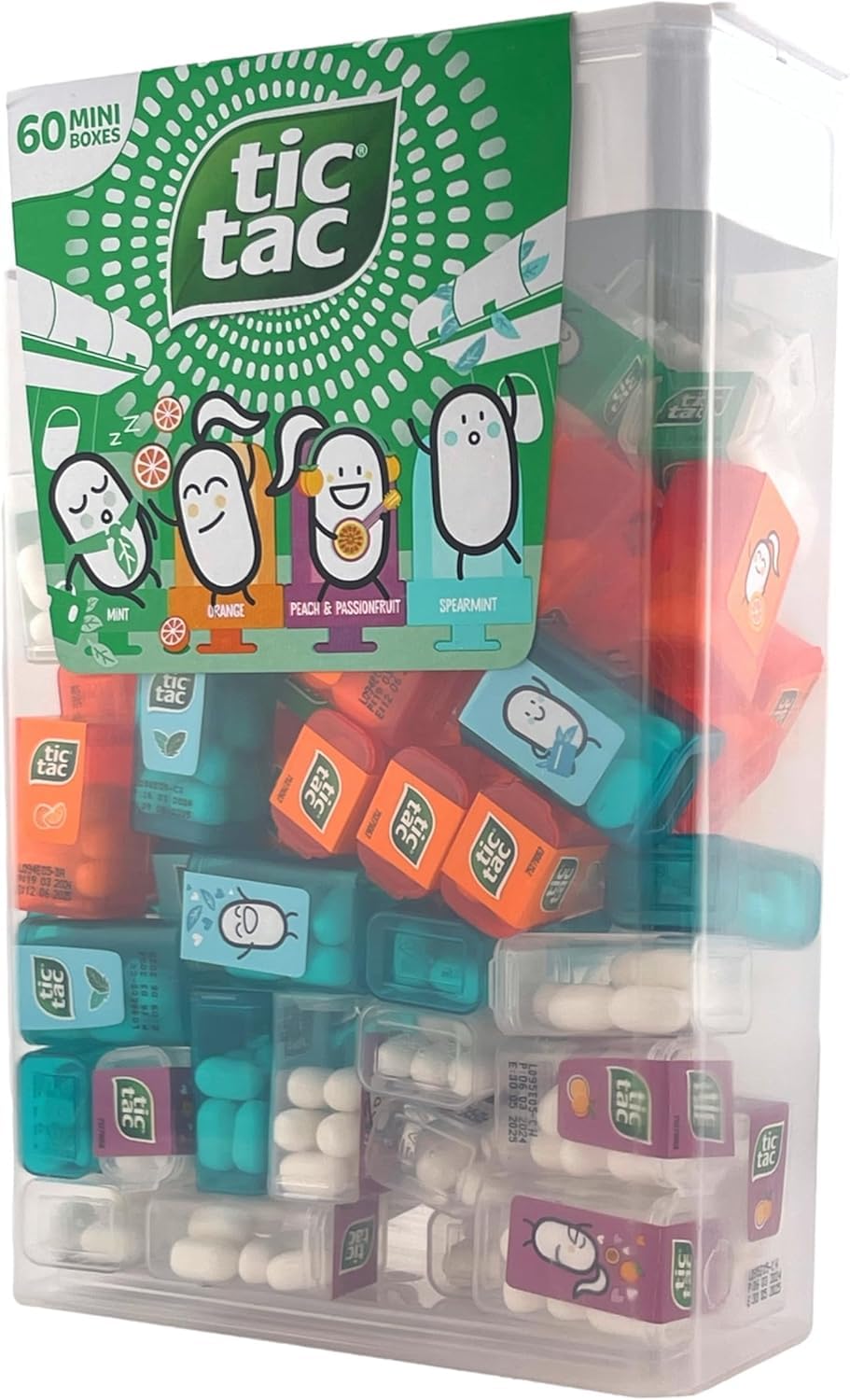 TIC TAC Box with 60 Mini Boxes (Mint, Orange, Spearmint, Peach and Passion fruit) 234g by Tic Tac