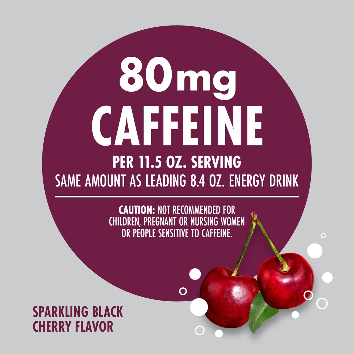 V8 +Energy Sparkling Black Cherry Juice Energy Drink, 11.5 fl oz Can (12 Pack)
