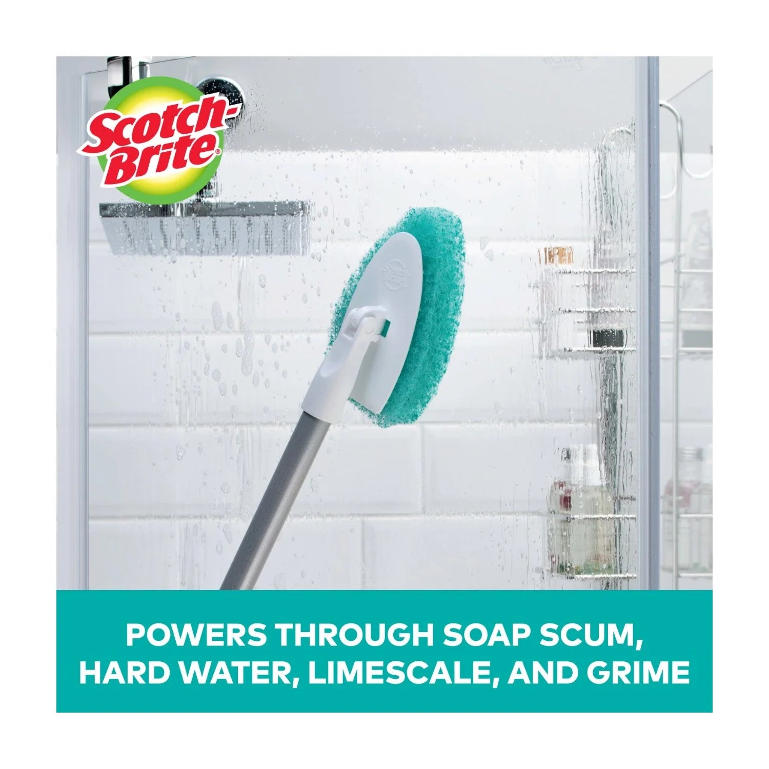 Scotch-Brite Extendable Tub & Tile Scrubber Kit, 1 Handle and 3 Non-Scratch Scrubber Pads