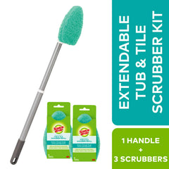 Scotch-Brite Extendable Tub & Tile Scrubber Kit, 1 Handle and 3 Non-Scratch Scrubber Pads